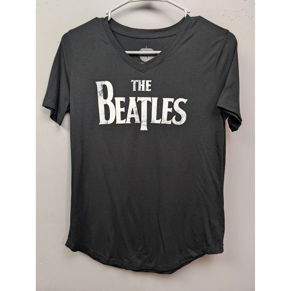 The Beatles Shirt Womens Small‎ Black V Neck Graphic Band Tee 2017 Apple Corps